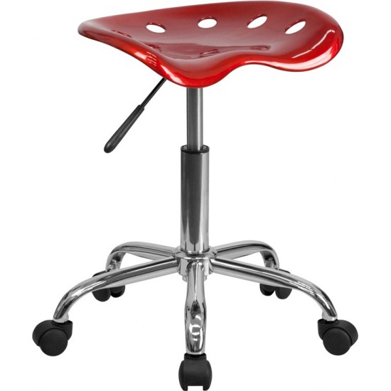 Vibrant Wine Red Tractor Seat and Chrome Stool