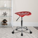 Vibrant Wine Red Tractor Seat and Chrome Stool