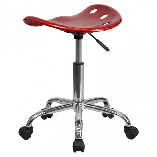 Vibrant Wine Red Tractor Seat and Chrome Stool