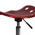 Vibrant Wine Red Tractor Seat and Chrome Stool