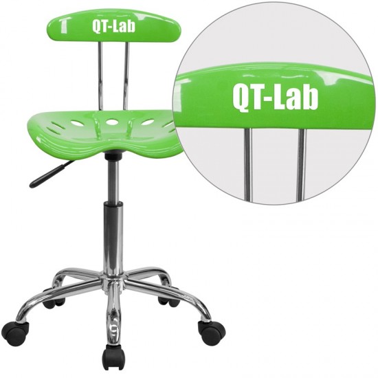 Personalized Vibrant Apple Green and Chrome Swivel Task Office Chair with Tractor Seat