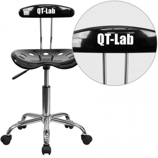 Personalized Vibrant Black and Chrome Swivel Task Office Chair with Tractor Seat