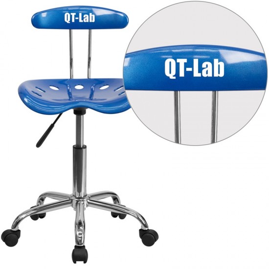 Personalized Vibrant Bright Blue and Chrome Swivel Task Office Chair with Tractor Seat