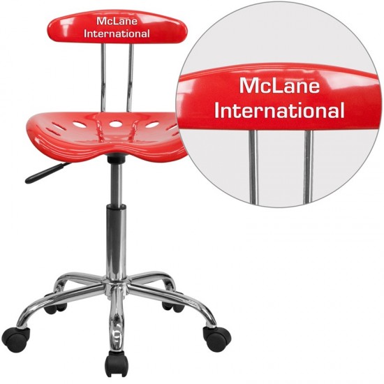 Personalized Vibrant Cherry Tomato and Chrome Swivel Task Office Chair with Tractor Seat