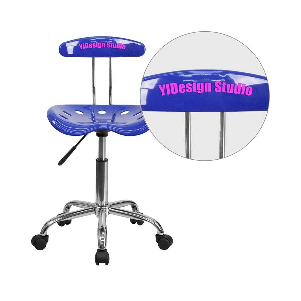 Personalized Vibrant Nautical Blue and Chrome Swivel Task Office Chair with Tractor Seat Personalized Vibrant Nautical Blue and Chrome Swivel Task Office Chair with Tractor Seat