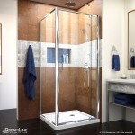 Flex 32 in. D x 32 in. W x 74 3/4 in. H Semi-Frameless Pivot Shower Enclosure in Chrome with Corner Drain White Base