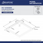 Flex 32 in. D x 32 in. W x 74 3/4 in. H Semi-Frameless Pivot Shower Enclosure in Chrome with Corner Drain White Base