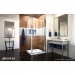 Flex 36 in. D x 36 in. W x 74 3/4 in. H Semi-Frameless Pivot Shower Enclosure in Chrome with Corner Drain White Base