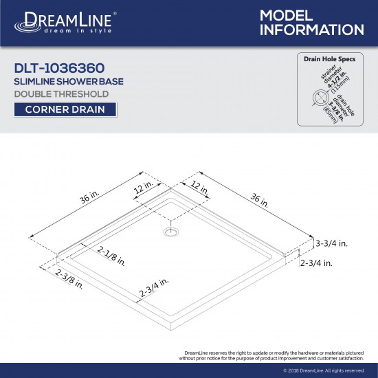 Flex 36 in. D x 36 in. W x 74 3/4 in. H Semi-Frameless Pivot Shower Enclosure in Chrome with Corner Drain White Base
