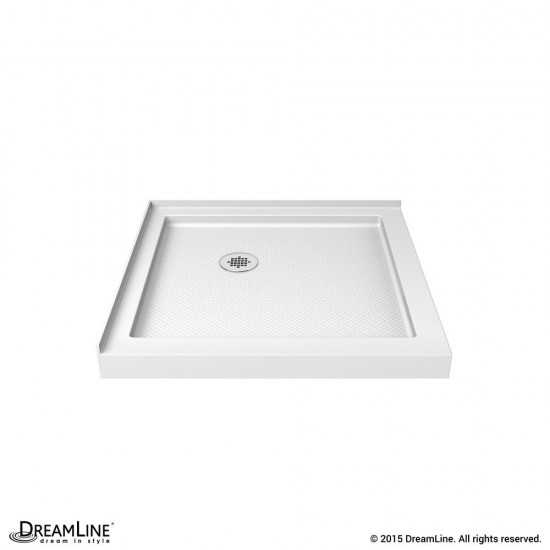 Flex 36 in. D x 36 in. W x 74 3/4 in. H Semi-Frameless Pivot Shower Enclosure in Chrome with Corner Drain White Base
