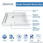 Flex 36 in. D x 36 in. W x 74 3/4 in. H Semi-Frameless Pivot Shower Enclosure in Chrome with Corner Drain White Base