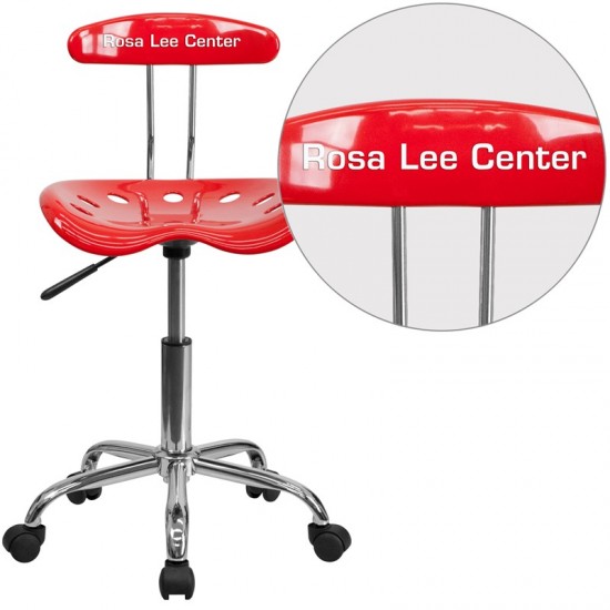 Personalized Vibrant Red and Chrome Swivel Task Office Chair with Tractor Seat