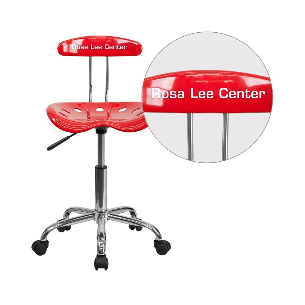 Personalized Vibrant Red and Chrome Swivel Task Office Chair with Tractor Seat Personalized Vibrant Red and Chrome Swivel Task Office Chair with Tractor Seat