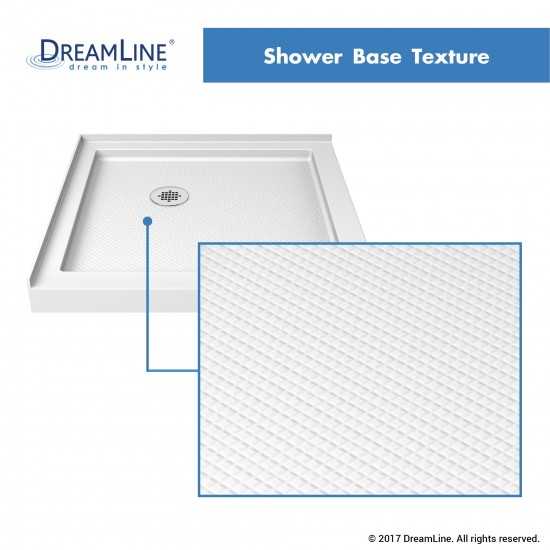Flex 36 in. D x 36 in. W x 74 3/4 in. H Semi-Frameless Pivot Shower Enclosure in Chrome with Corner Drain White Base