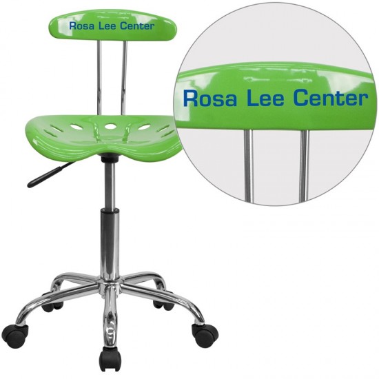 Personalized Vibrant Spicy Lime and Chrome Swivel Task Office Chair with Tractor Seat