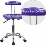 Personalized Vibrant Violet and Chrome Swivel Task Office Chair with Tractor Seat