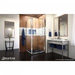 Flex 36 in. D x 36 in. W x 74 3/4 in. H Semi-Frameless Pivot Shower Enclosure in Chrome with Corner Drain Black Base