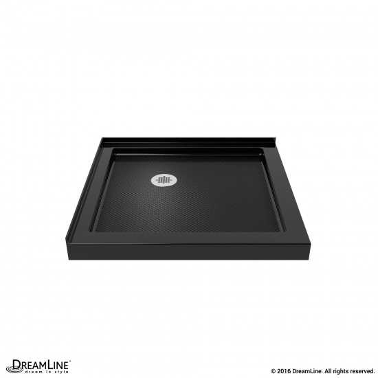 Flex 36 in. D x 36 in. W x 74 3/4 in. H Semi-Frameless Pivot Shower Enclosure in Chrome with Corner Drain Black Base