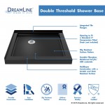 Flex 36 in. D x 36 in. W x 74 3/4 in. H Semi-Frameless Pivot Shower Enclosure in Chrome with Corner Drain Black Base