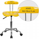 Personalized Vibrant Orange-Yellow and Chrome Swivel Task Office Chair with Tractor Seat