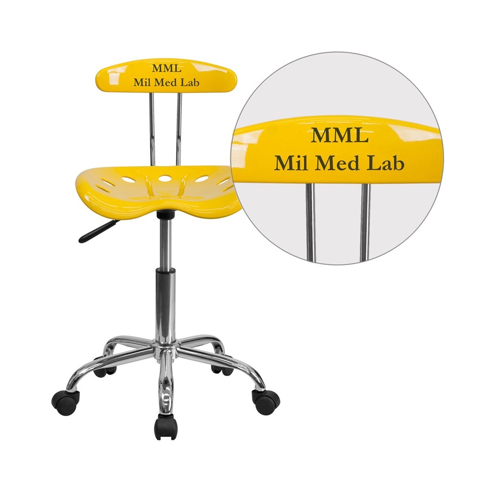 Personalized Vibrant Orange-Yellow and Chrome Swivel Task Office Chair with Tractor Seat