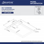 Flex 36 in. D x 48 in. W x 74 3/4 in. H Semi-Frameless Pivot Shower Enclosure in Chrome with Left Drain White Base Kit