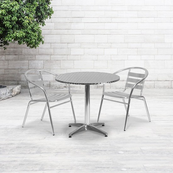 31.5'' Round Aluminum Indoor-Outdoor Table with Base