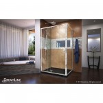 Flex 36 in. D x 48 in. W x 74 3/4 in. H Semi-Frameless Pivot Shower Enclosure in Chrome with Left Drain Black Base Kit