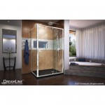 Flex 36 in. D x 48 in. W x 74 3/4 in. H Semi-Frameless Pivot Shower Enclosure in Chrome with Right Drain Black Base Kit