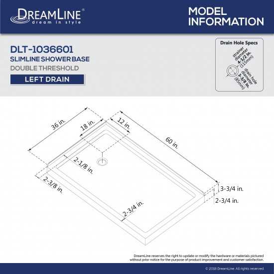 Flex 36 in. D x 60 in. W x 74 3/4 in. H Semi-Frameless Pivot Shower Enclosure in Chrome with Left Drain Biscuit Base Kit