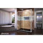 Flex 36 in. D x 60 in. W x 74 3/4 in. H Semi-Frameless Pivot Shower Enclosure in Chrome with Left Drain Black Base Kit