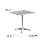 27.5'' Square Aluminum Indoor-Outdoor Table with Base