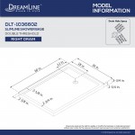 Flex 36 in. D x 60 in. W x 74 3/4 in. H Semi-Frameless Pivot Shower Enclosure in Chrome with Right Drain White Base Kit