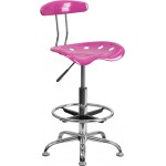 Vibrant Candy Heart and Chrome Drafting Stool with Tractor Seat