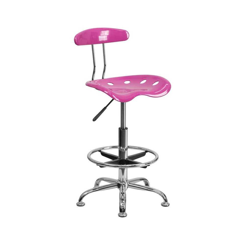 Vibrant Candy Heart and Chrome Drafting Stool with Tractor Seat