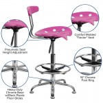 Vibrant Candy Heart and Chrome Drafting Stool with Tractor Seat