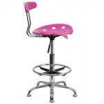 Vibrant Candy Heart and Chrome Drafting Stool with Tractor Seat