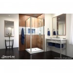 Flex 36 in. D x 36 in. W x 74 3/4 in. H Semi-Frameless Pivot Shower Enclosure in Brushed Nickel and White Base Kit