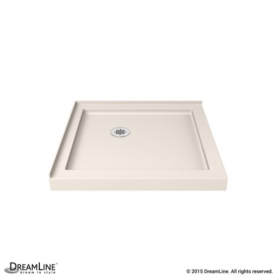 Flex 36 in. D x 36 in. W x 74 3/4 in. H Semi-Frameless Pivot Shower Enclosure in Brushed Nickel and Biscuit Base Kit