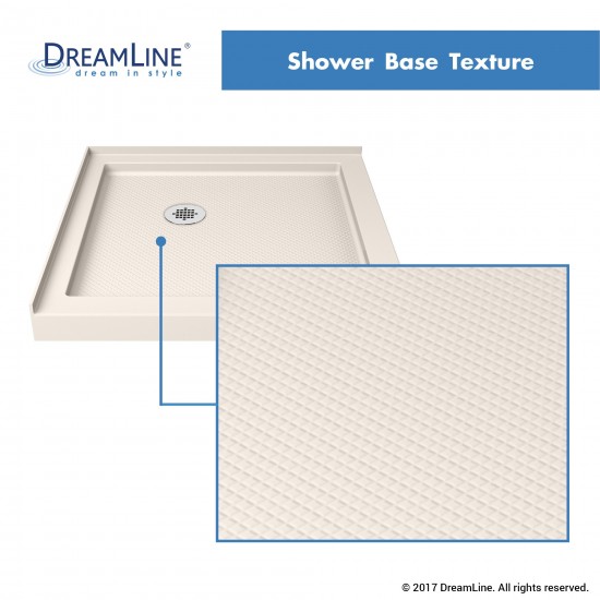Flex 36 in. D x 36 in. W x 74 3/4 in. H Semi-Frameless Pivot Shower Enclosure in Brushed Nickel and Biscuit Base Kit