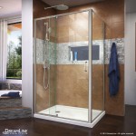 Flex 36 in. D x 48 in. W x 74 3/4 in. H Semi-Frameless Shower Enclosure in Brushed Nickel with Left Drain White Base Kit