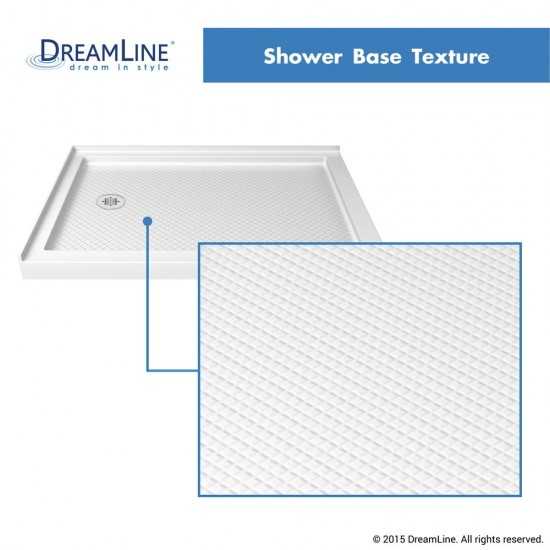 Flex 36 in. D x 48 in. W x 74 3/4 in. H Semi-Frameless Shower Enclosure in Brushed Nickel with Left Drain White Base Kit