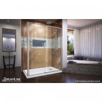 Flex 36 in. D x 60 in. W x 74 3/4 in. H Semi-Frameless Shower Enclosure in Brushed Nickel with Right Drain White Base