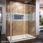 Flex 36 in. D x 60 in. W x 74 3/4 in. H Semi-Frameless Shower Enclosure in Brushed Nickel with Right Drain Biscuit Base