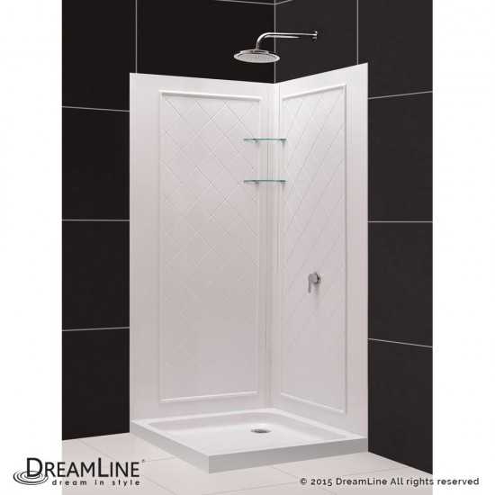 Flex 32 in. D x 32 in. W x 76 3/4 in. H Semi-Frameless Shower Enclosure in Chrome with Corner Drain Base and Backwalls