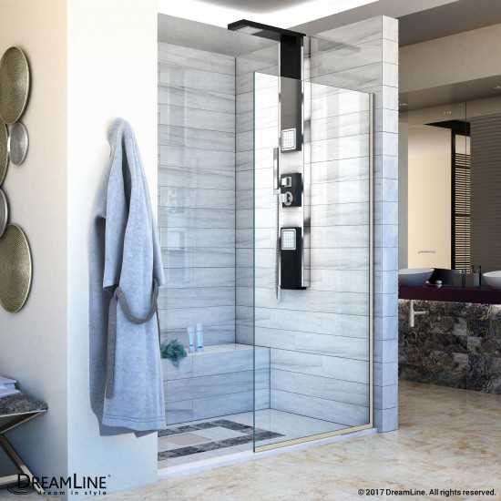 Linea Single Panel Frameless Shower Screen 30 in. W x 72 in. H, Open Entry Design in Brushed Nickel