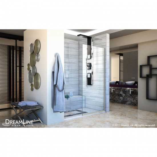 Linea Single Panel Frameless Shower Screen 30 in. W x 72 in. H, Open Entry Design in Brushed Nickel