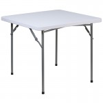 2.81-Foot Square Granite White Plastic Folding Table