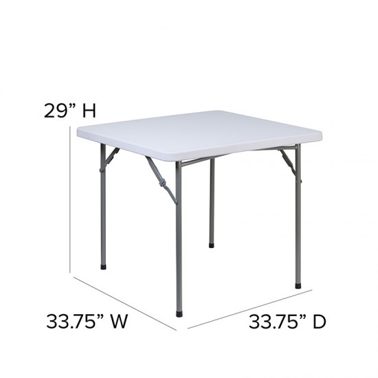 2.81-Foot Square Granite White Plastic Folding Table