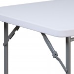 2.81-Foot Square Granite White Plastic Folding Table